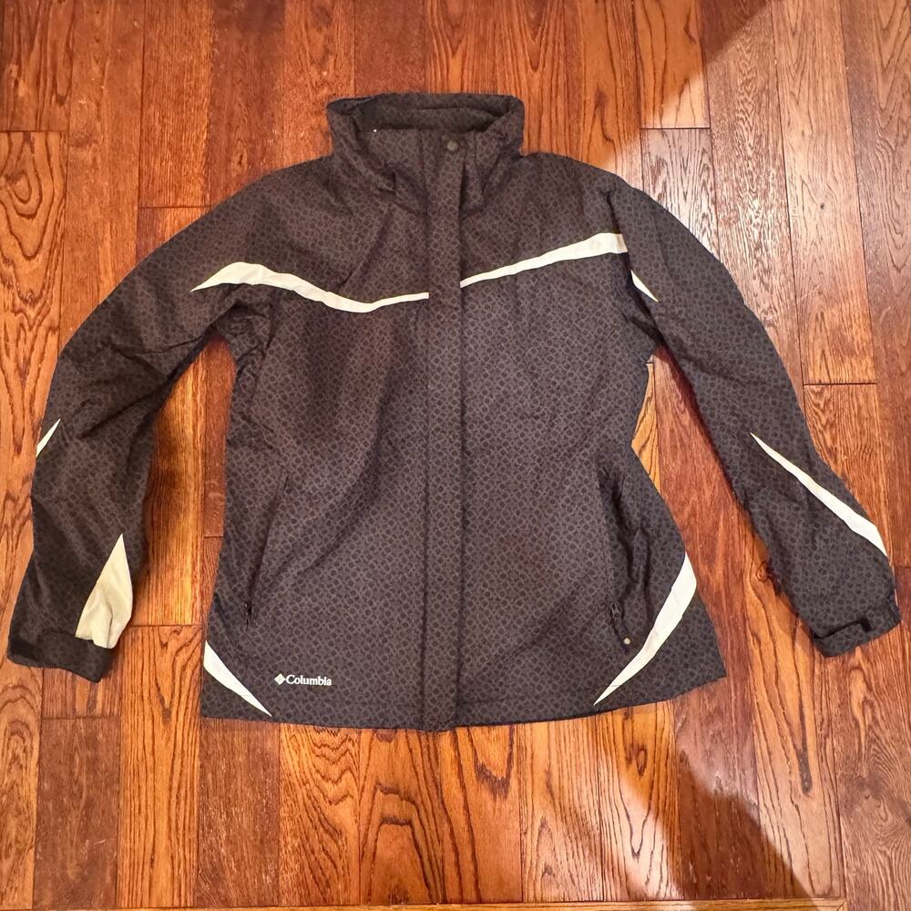 Columbia Interchange Jacket Women's L Waterproof Black Coat No‎ Hood No Liner